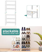 viewcare Small Shoe Rack for Entryway, Bamboo Wood Standing Shoe Shelf for - Image 6