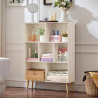 LEYAOYAO Cube Bookshelf 3 Tier Mid-Century Light Grey White Modern Bookcase - Image 8