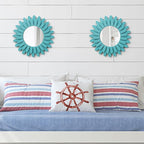 Honiway Beach Wall Decor Mirror 2 Pack 12 inch Wood Coastal Wall Decor Sunburst - Image 8