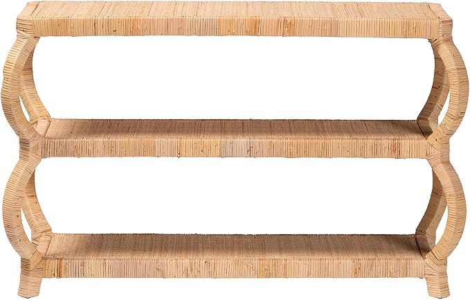 Bali & pari Dalida Bohemian Natural Rattan 3-Tier Console Table - Image 4