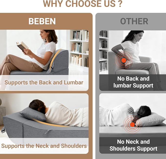BeBen Folding Sofa Bed Chair, Convertible Sleeper Chair Futon Couch, Foldable - Image 6