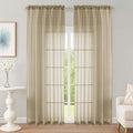 Taupe Sheer Curtain 90 Inches Long 2 Panels Set, Solid Filmy Drapes by OWENIE
