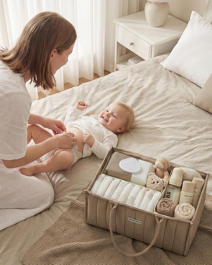 Blissful Diary Baby Diaper Caddy Organizer, Stylish Storage Basket - Image 6