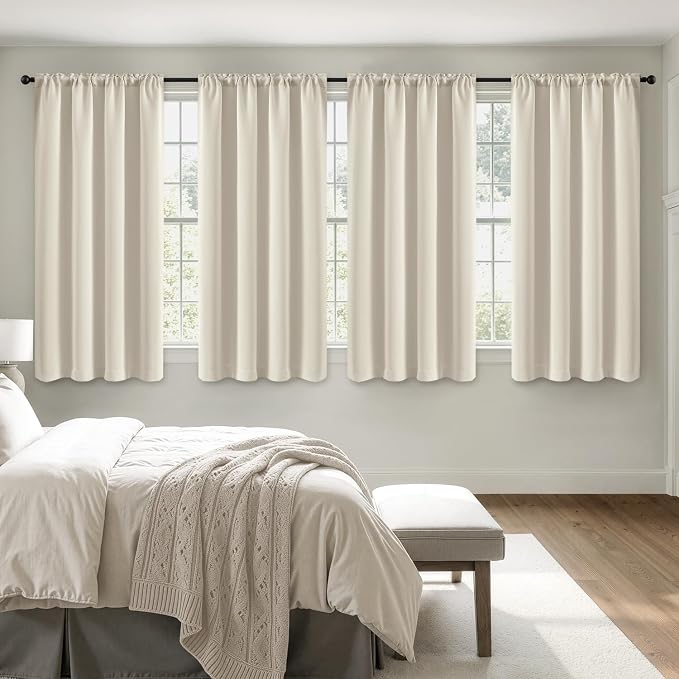 MIULEE 4 Panels Set Cream Beige Blackout Curtains 63 Inch Length Bedroom | by MIULEE