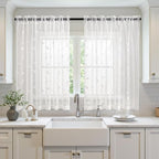 MIULEE White Sheer Curtains 2 Panels Embroidered Leaf Patterned, W52 x L54 | - Image 2