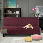 U-NICE HOME Futon Sofa Covers 68''Armless Couch Cover, Burgundy/Tan | Washable - Image 2