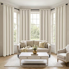 MIULEE 84 Inch Length Beige-White Blackout Bedroom Curtains Set of 4 | Thermal by MIULEE