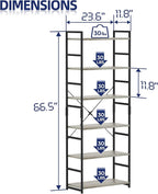 NUMENN 6 Tier Bookshelf, Tall Bookcase Shelf Storage Organizer, Modern Book - Image 3