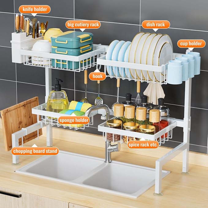 YKLSLH Over Sink Dish Drying Rack, Expandable Large Drying Rack, Suitable - Image 6
