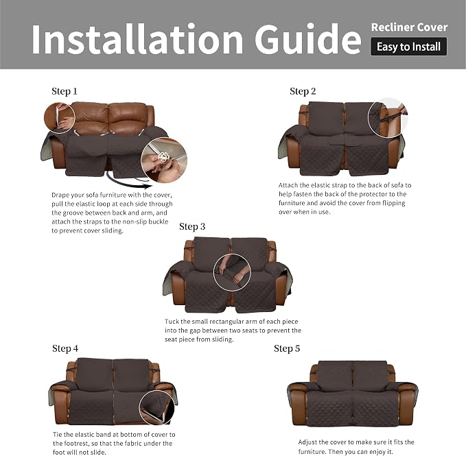 Easy-Going Loveseat Recliner Cover, Reversible Couch Cover - Image 7