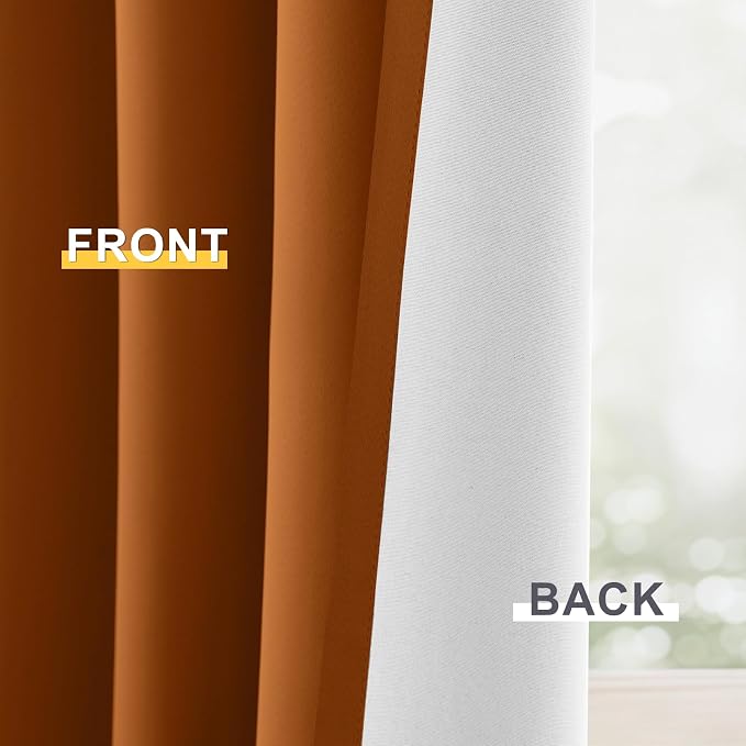 Yakamok Burnt Orange 100% Blackout Curtains 84 Inches Long 50" Wide 2 PCS | - Image 6
