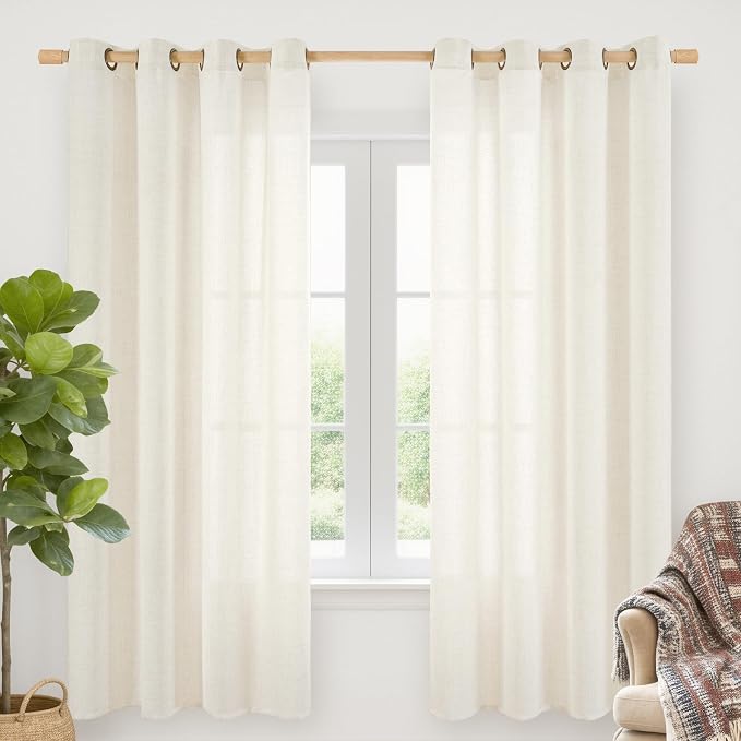 YoungsTex Ivory Linen Semi Sheer Curtains 78 Inch Length by YoungsTex