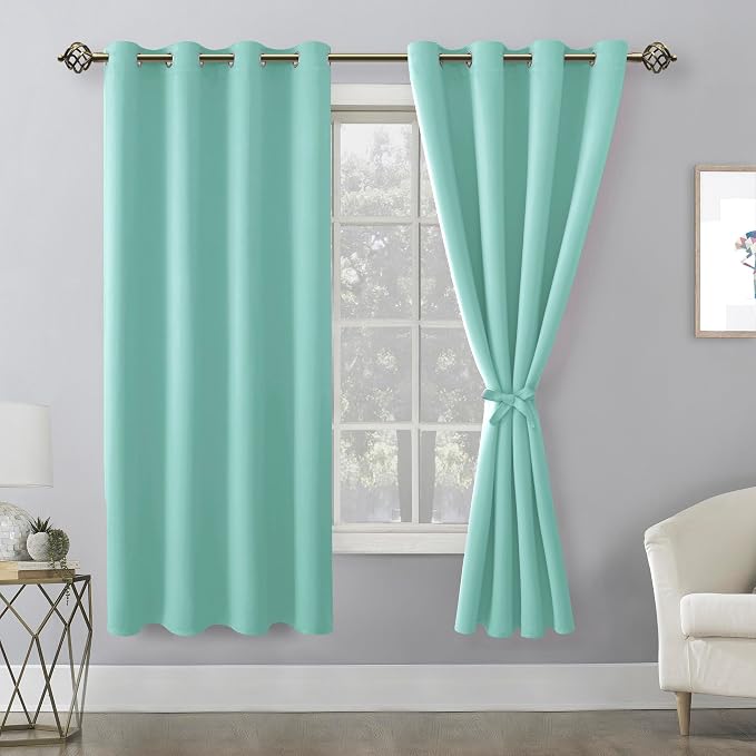 Blackout Curtains for Bedroom, 52 x 63 Inches Length, Aqua | Thermal Insulated - Image 8