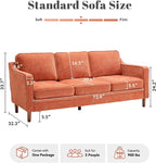 Kingfun 80" Chenille Sofa, 3 Seater Couch, Mid Century Modern Couches - Image 2