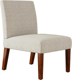 Set of 2 Accent Chairs with Matching Table, Linen Upholstered Solid Wood Side - Image 7