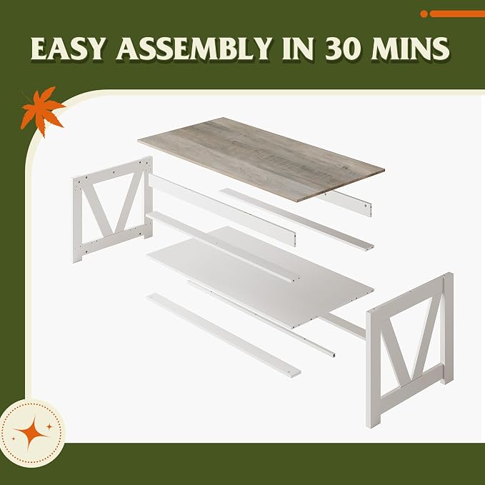 WLIVE Farmhouse Coffee Table, Modern Center Table - Image 8