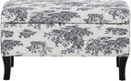 Linon Stephanie Black and White Toile Fully Upholstered Bench - Image 13