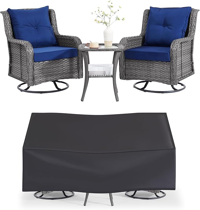 Wumiokio Patio Furniture Sets, 3 Pieces Wicker Outdoor Furniture by Wumiokio