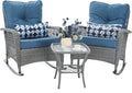 Patio Furniture Set 3 Pieces, Wicker Rocking Bistro Set by VonzoyHome