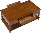 Rectangular Coffee Table with 2 Storage Drawers, Mid-century Solid Wood Living - Image 5