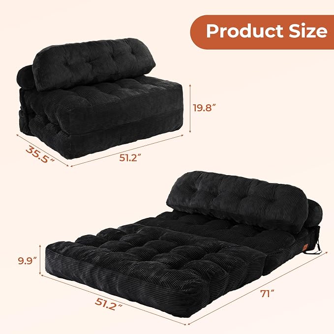Folding Sofa Bed, Convertible Sleeper Chair - Image 2