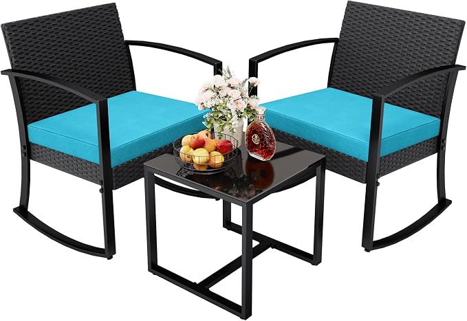 Greesum 3 Piece Outdoor Bistro Set, Imitation Rattan Conversation Set, Patio by BuynowfromGreesum