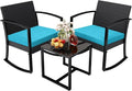 Greesum 3 Piece Outdoor Bistro Set, Imitation Rattan Conversation Set, Patio by BuynowfromGreesum