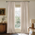 100% Blackout Curtains for Bedroom Oatmeal Linen Look Curtains 96 Inch Long | by INOVADAY