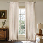 100% Blackout Curtains for Bedroom Oatmeal Linen Look Curtains 96 Inch Long | by INOVADAY
