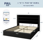 Allewie Full Size Velvet Lift Up Storage Bed, Modern Wingback Headboard - Image 2