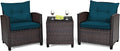 HAPPYGRILL 3 Pieces Patio Conversation Set, Outdoor Furniture Set PE Rattan by HAPPYGRILL