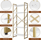 Shintenchi 2 Pieces 5 Tiers Bookshelf, Classically Tall Bookcase Shelf - Image 5