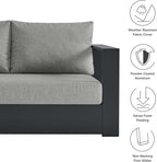 Modway Tahoe Aluminum 3-Piece Outdoor Patio Furniture Gray, Modular Sectional - Image 5