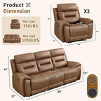 ANJ 3-Piece Faux Leather Power Recliner Sofa Set - Image 2
