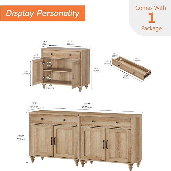 WAMPAT Farmhouse TV Stand for 75 inch TV - Image 3