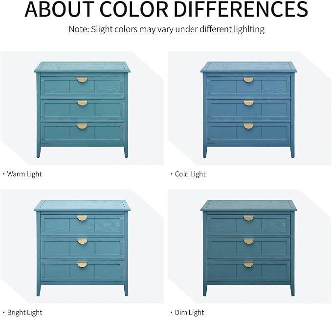 31.5" Blue Accent Storage Cabinet, Modern 3-Drawer Decorative Sideboard - Image 7