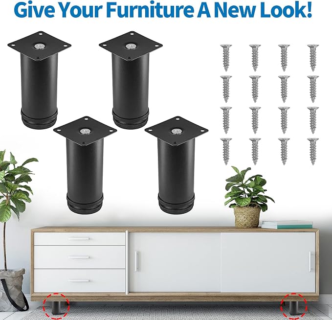 5 Inch Metal Furniture Legs Stainless Steel Adjustable Legs Black Metal Legs - Image 2