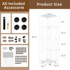 Display Cabinet with Glass Door and Lock, 4-Shelf Fast Installation Curio - Image 2