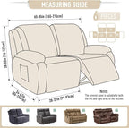 TAOCOCO Recliner Loveseat Slipcover, 6 Pieces Dual Recliner Sofa Covers - Image 5