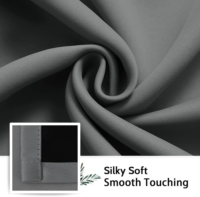 SimpleHome Grey 100% Blackout Curtains Room Darkening Living Room 96 Inch | - Image 7