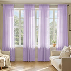 MIULEE Light Purple Sheer Curtains 108 Inches Long 4 Panels 42 x 108 Inches | by MIULEE