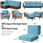 8Pcs Outdoor Cushion Covers, Stretch Patio Furniture Couch Chair Slipcovers | - Image 2