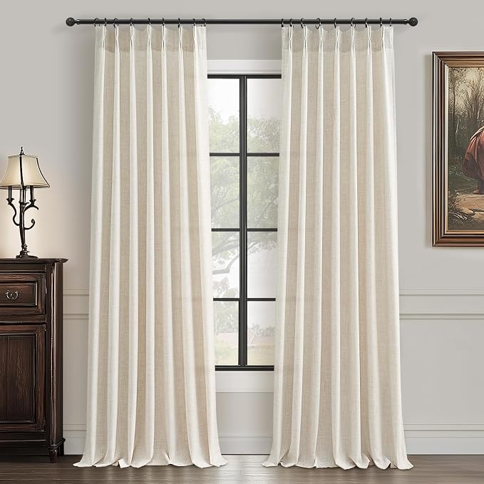 Pinch Pleated Linen Curtains 96 Inches Long - Image 6