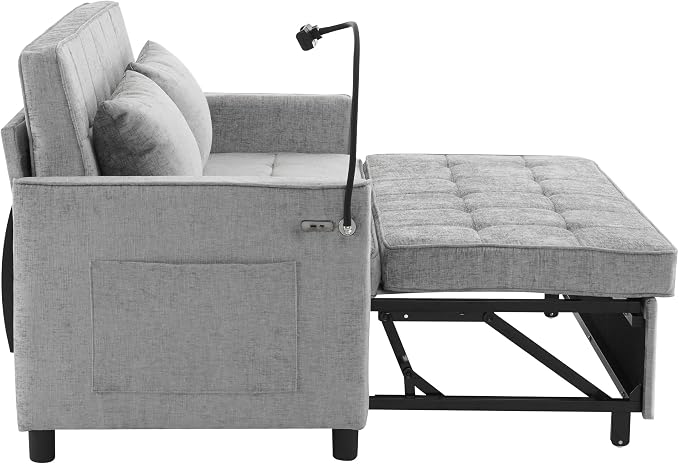 3 in 1 Convertible Sleeper Sofa Bed, 56.9" Small Pull Out Couch Bed - Image 5