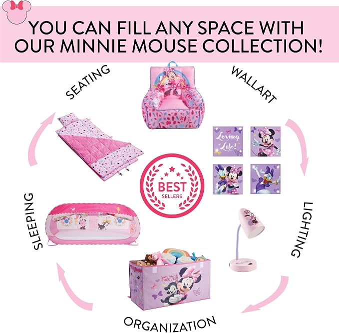 Disney Minnie Mouse Toddler Folding Saucer Chair – 19" Soft Plush Seat - Image 7