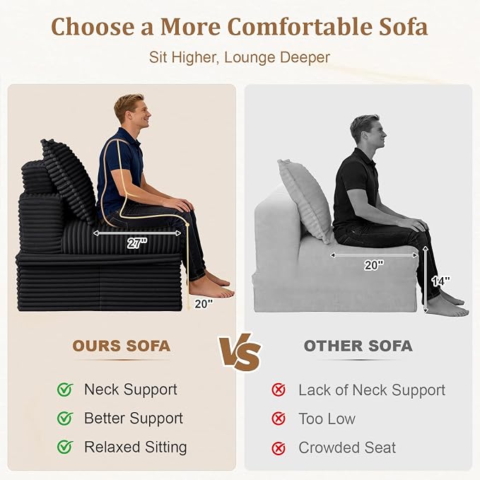 Upgrade Boneless Couch with Storage, Extra Deep&High Seat Modular Sectional - Image 6