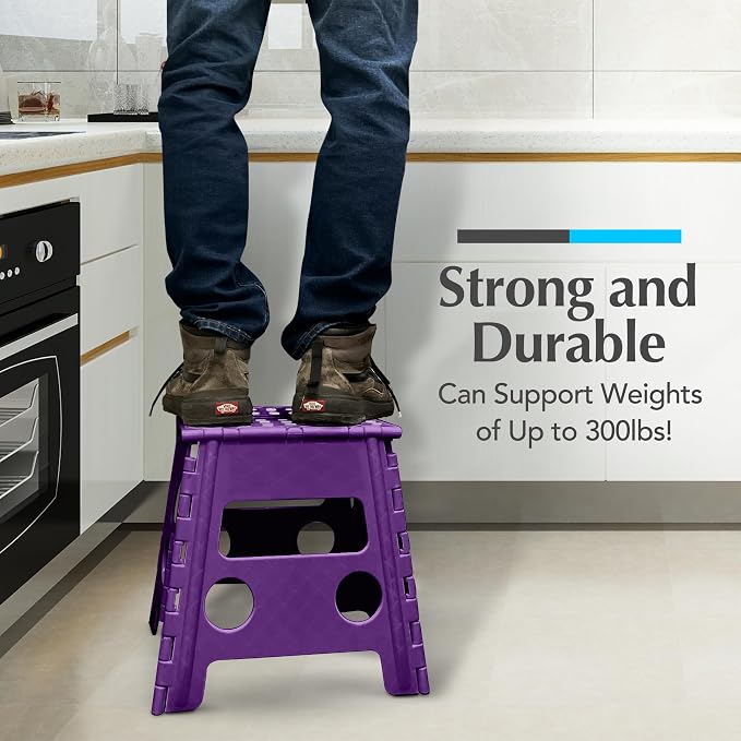 Handy Laundry Folding Step Stool 13 Inch – Sturdy Plastic Foldable Step Stool - Image 4