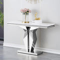 Henf 47" Marble Console Table Modern White Faux Marble Entryway Table by Henf