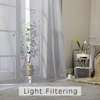 Grey Sheer Curtains 72 Inches Long 2 Panels, Transparent Voile Sheer Curtain - Image 2