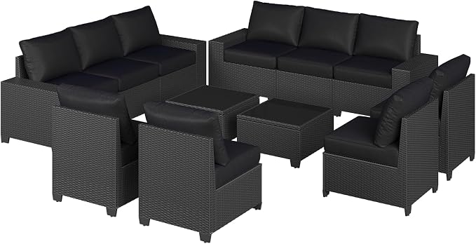 Aoxun Patio Furniture Set, Widen Armrests Wicker Outdoor Sectional - Image 10